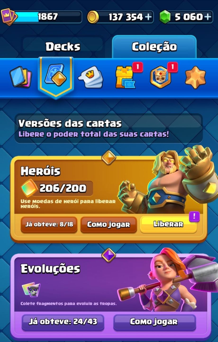 CONTA BRAWL STARS 2018 COM TODOS OS BRAWLERS E CONTA CLASH FULL CARTAS 2017!
