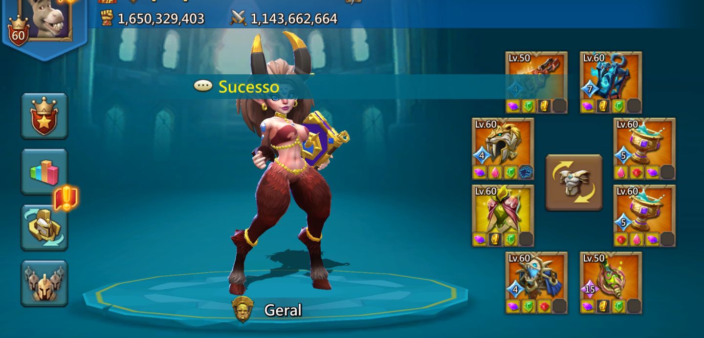 Conta RL 1154% , Mana lv1 , Fam pago, Mix 800% Full mítica com Champ Lendário