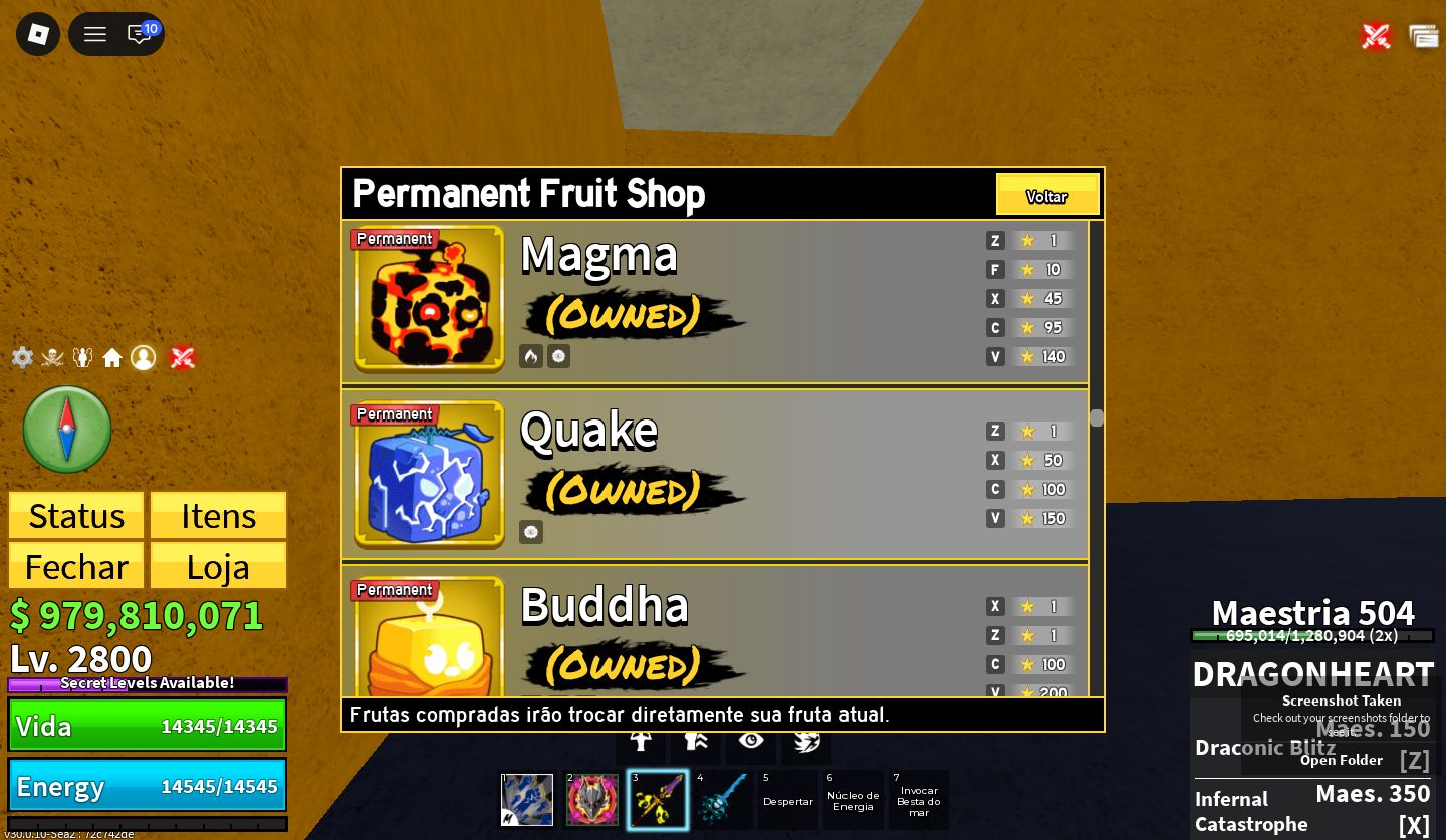 PROMOÇÃO] CONTA DE BLOX FRUITS COM DRAGON PERM + 23 FRUTAS PERMANENTES