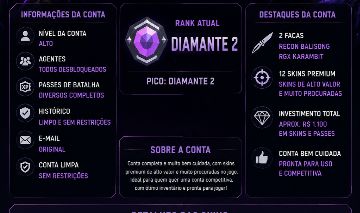 Conta valorant diamante 2, várias skins.