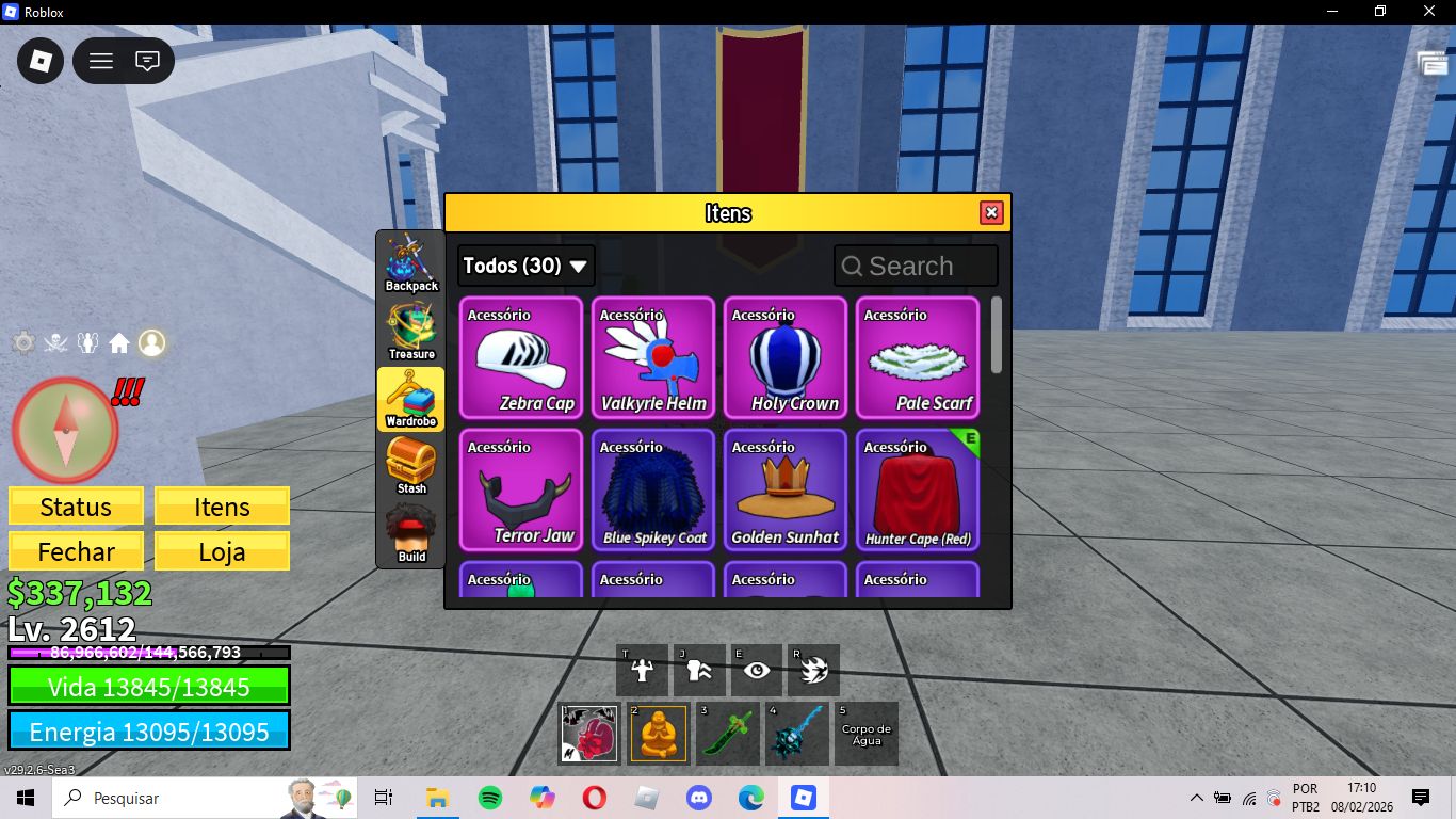Conta de blox fruits level 2612 e diversas frutas permanentes como buddha,dough.