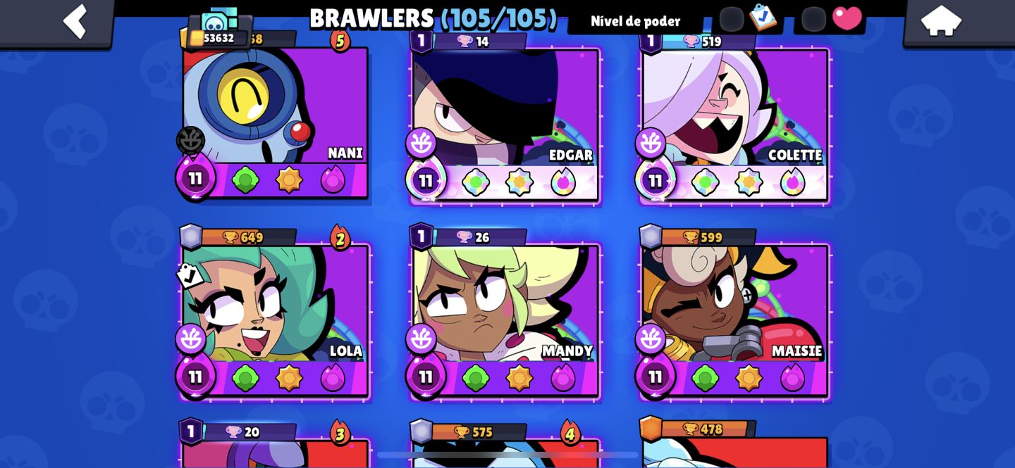 Conta Brawl stars quase max de 2020 301 skins 53k de troféus fama marciana