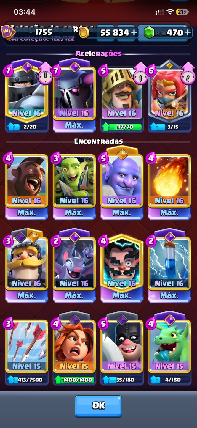 Conta Clash Royale + Clash of Clans | 10 Anos | 16 Evoluções | Rei 16 | CV13