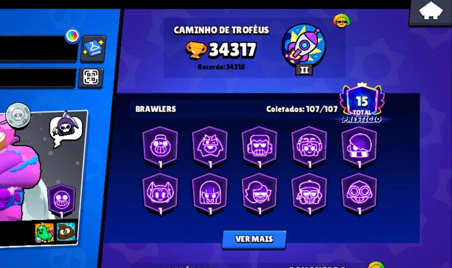 Brawl Stars 107/107 personagem e várias skins