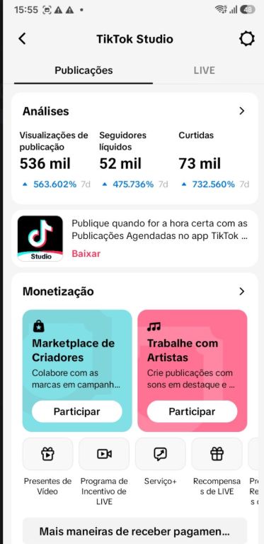 CONTA TIK TOK 62.000k live cell + alto engajamento+ PRA IR LOGO ! GARANTIA