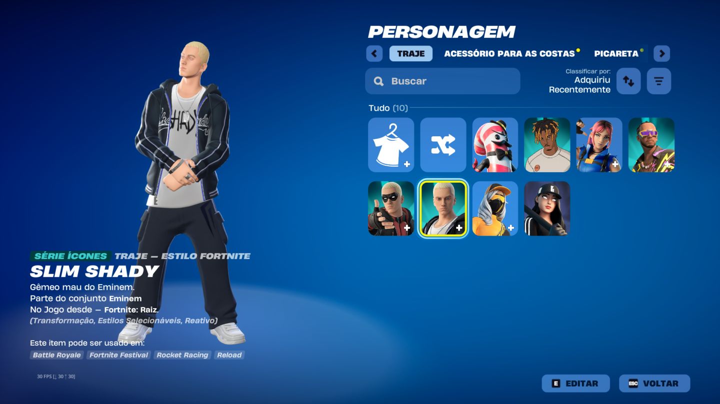 CONTA DE FORTNITE COM EMINEM, LEWIS HAMILTON ETC.