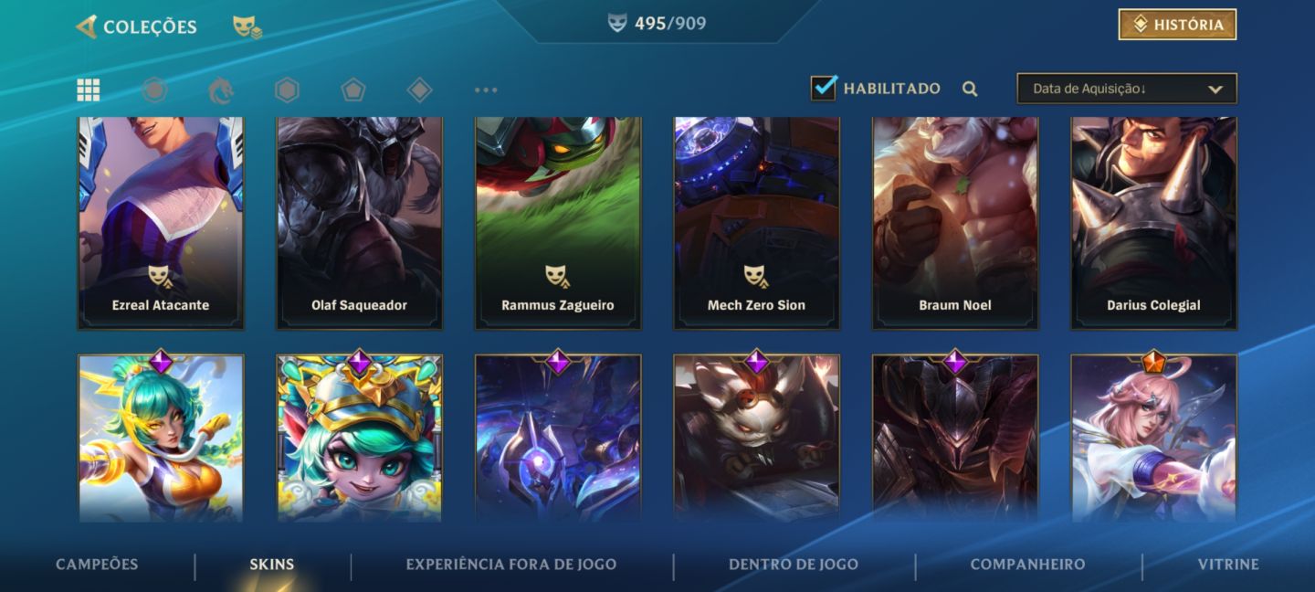 CONTA WILD RIFT FULL SKIN, Basicamente todos os champs tem skin