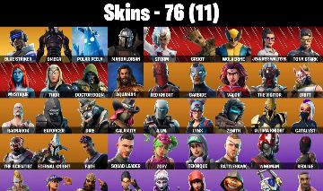 CONTA FORTNITE COM 76 SKINS BLUE STRIKER/OMEGA/THOR/AQUAMAN/VALOR/FABLE