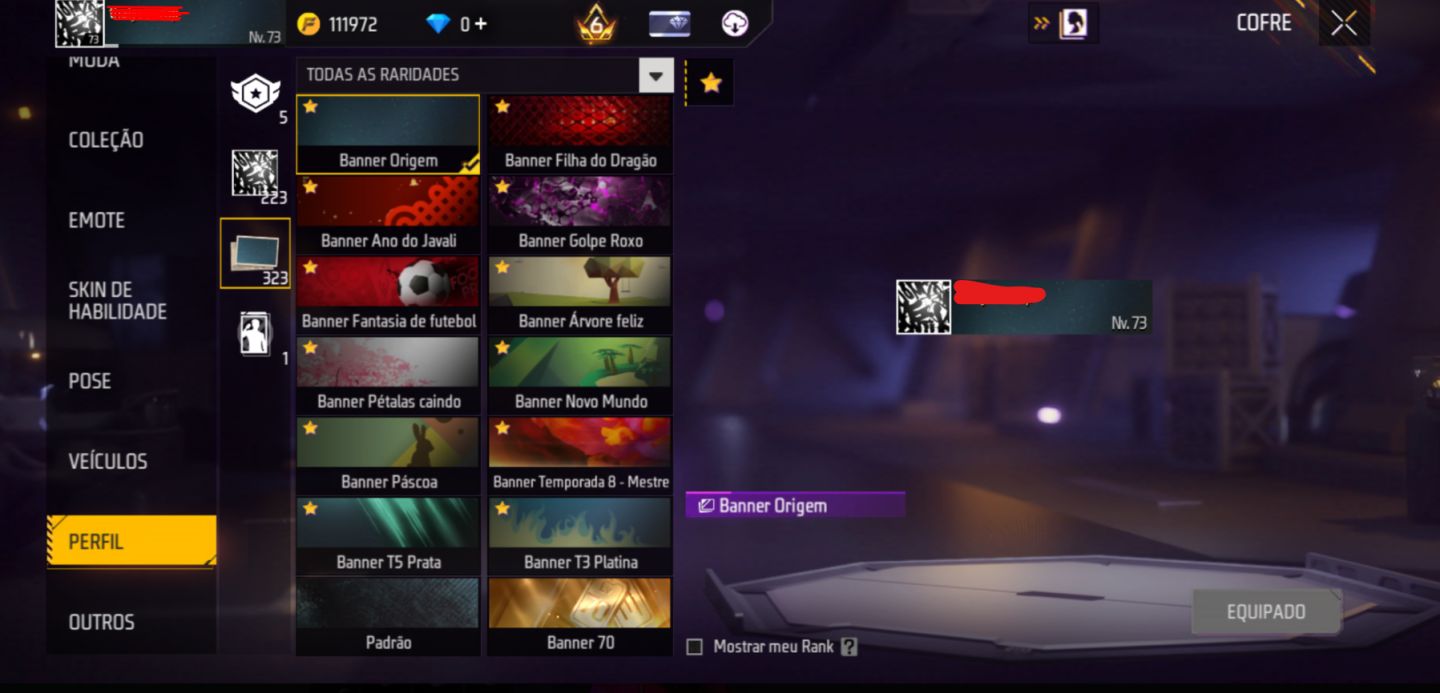 Conta free fire rara