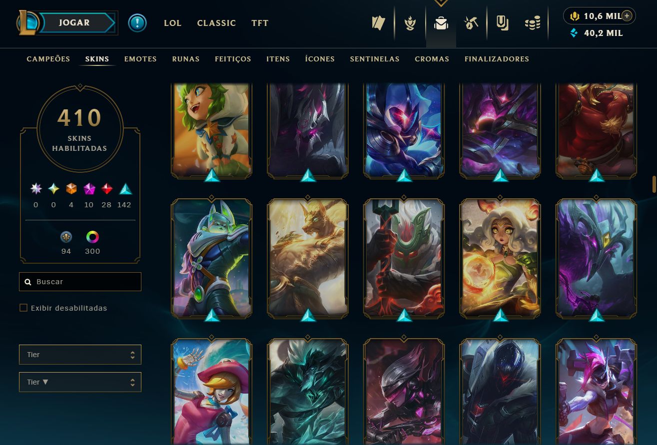 Lvl 534 | 410 skins | 10,662 RP | 210 EM | Bordas e muito mais