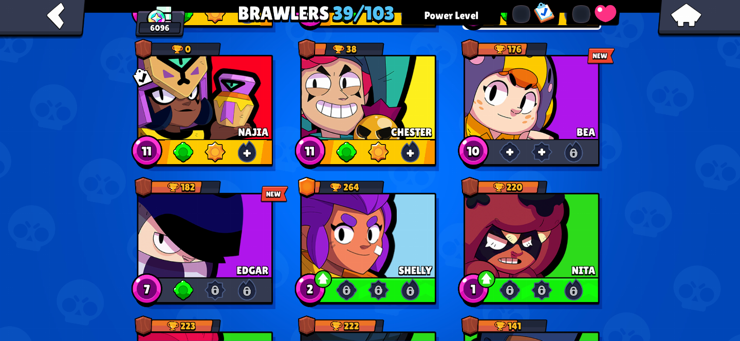 CONTA BRAWL STARS/CHESTER, NAIJIA, SANDY, BYRON pra sair logo