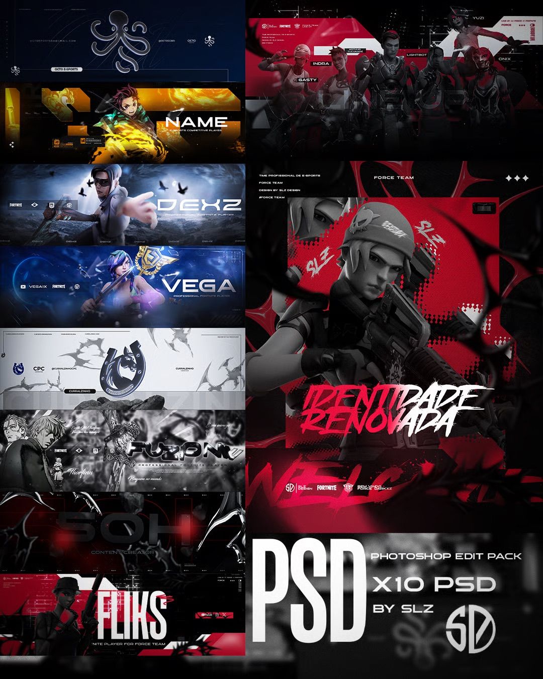 PACK PSD ESPORTS PROFISSIONAL PARA PHOTOSHOP