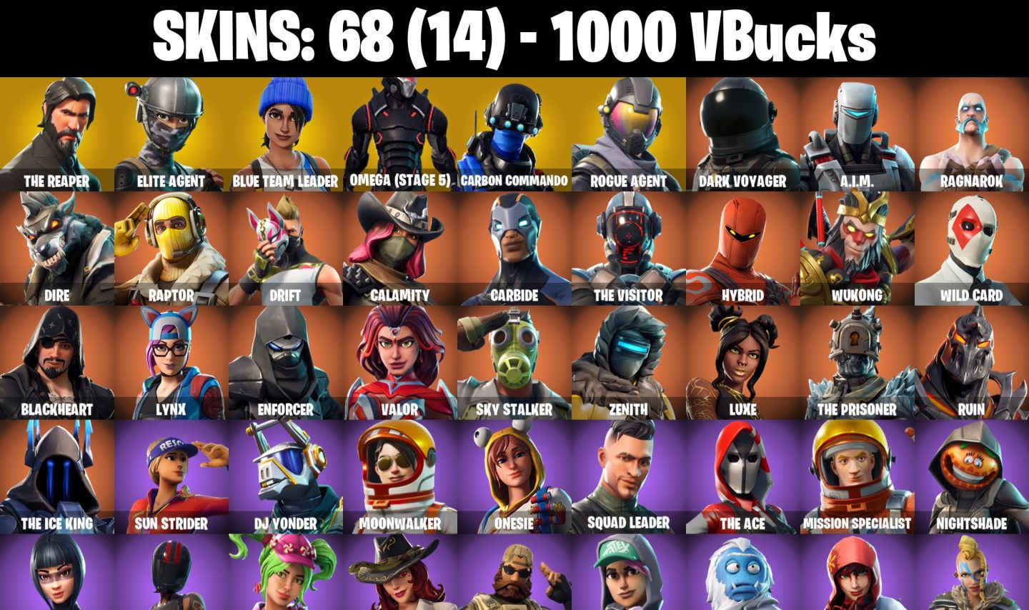 Conta Fortnite com The Reaper | Elite Agent | Blue Team Leader e 68 Skins