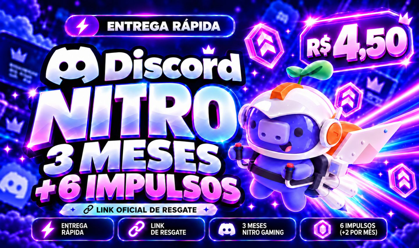 Discord Nitro Gaming 3 Meses + 6 Impulsos | Link + Ativação