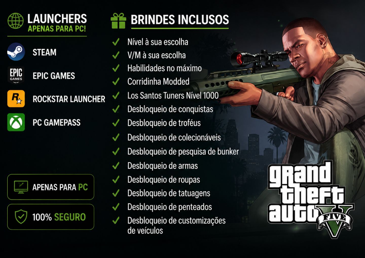 GTA 5 ONLINE LEGACY E ENHANCED - DINHEIRO + BRINDES