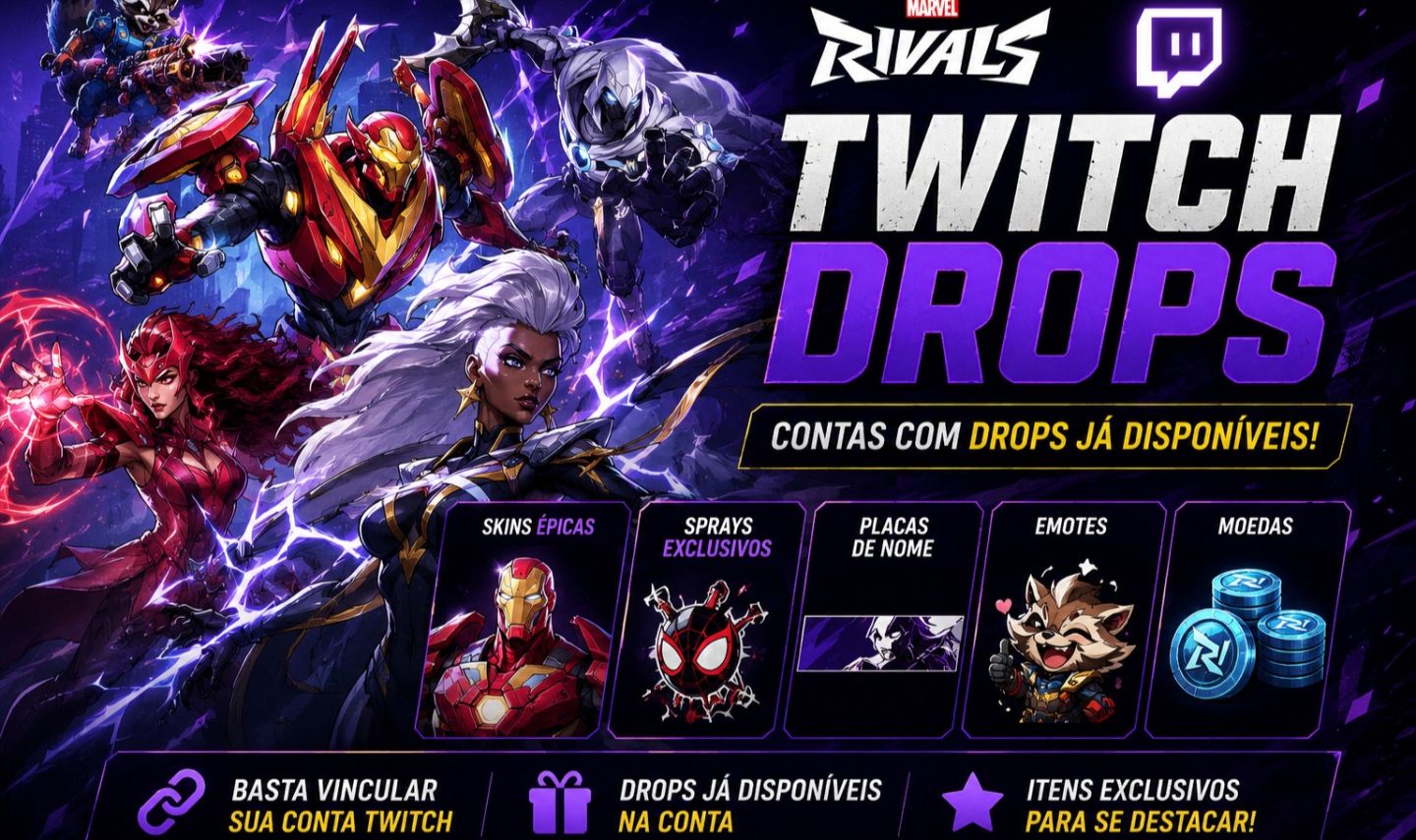 MARVEL RIVALS TWITCH DROPS ATUALIZADOS - ENTREGA RAPIDA