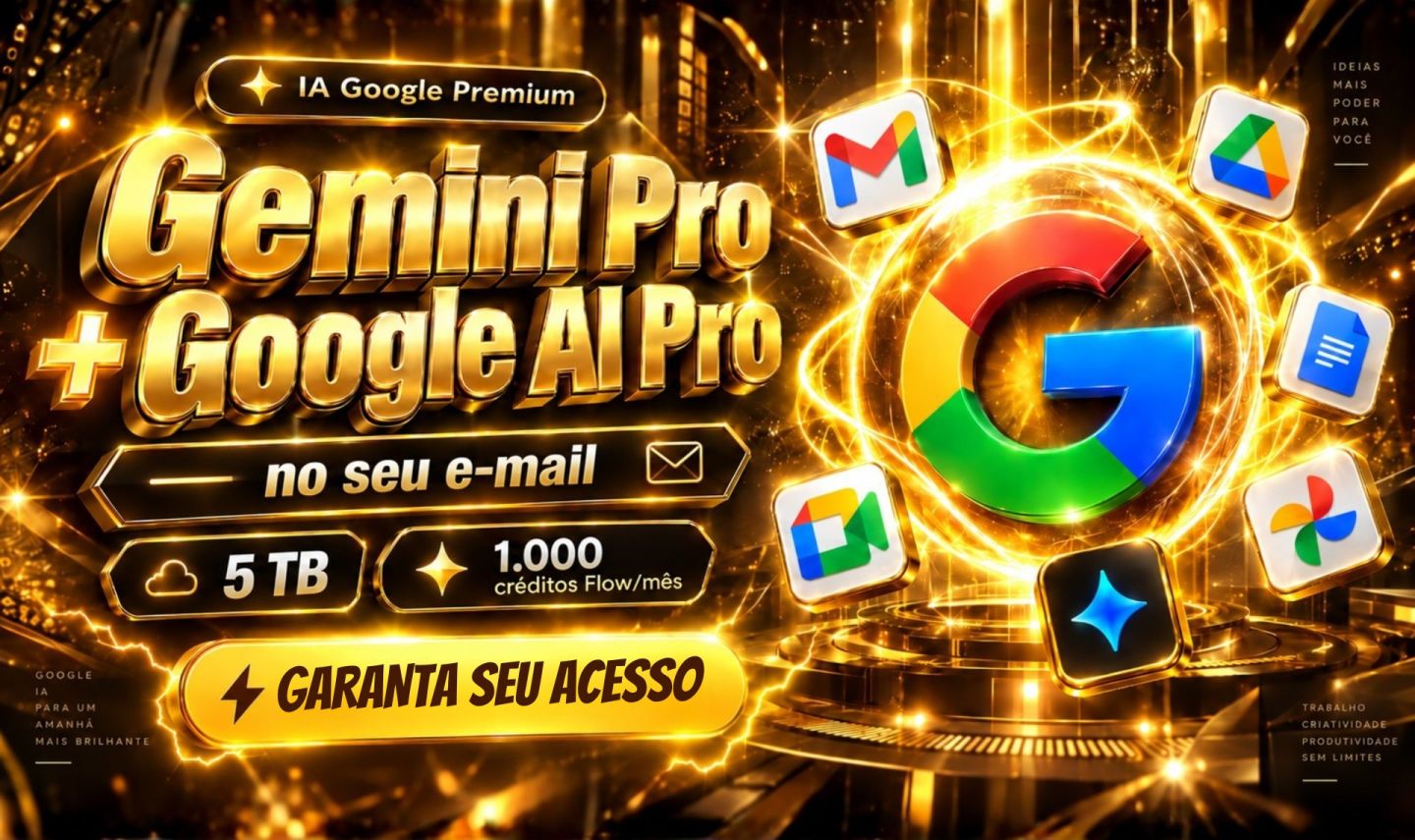Gemini Pro + Gemini 3 Pro + Google AI Pro + Veo 3.1 + Flow + Omni Flash + Brinde