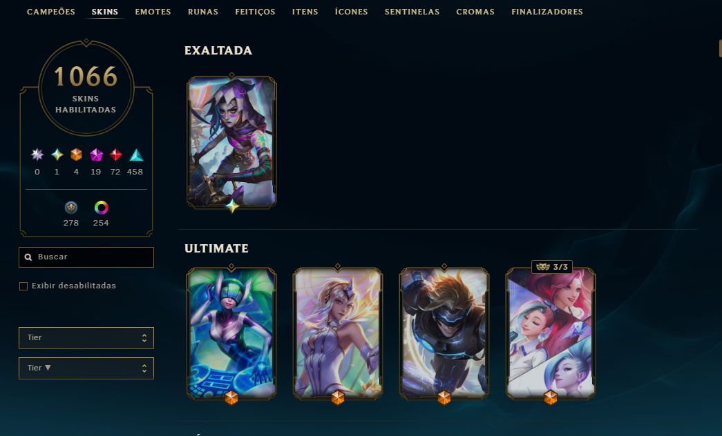 Conta reset grão mestre, atual mestre +1000 skins + skin jinx fragmentada arcane