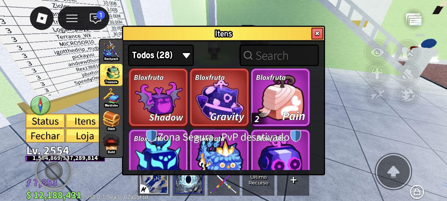 Blox Fruits | Nível 2554 | 5/7 Raças Evoluídas (2 V4) | 28 Frutas | $12M Money