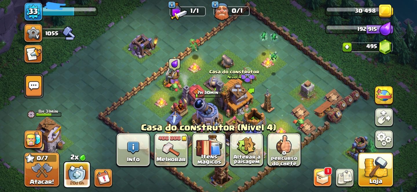 Conta guest (convidado) Clash of clans cv8 no início