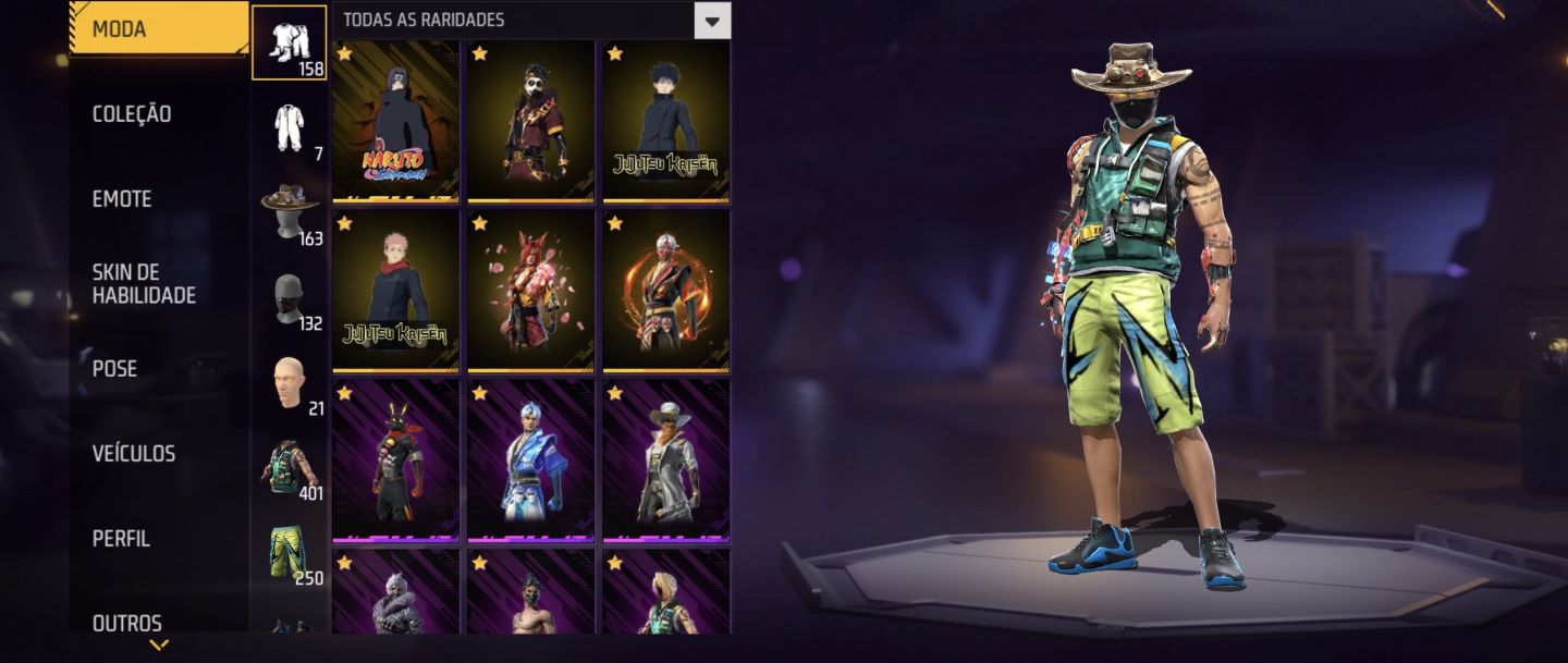 Conta de Free Fire com 2,3,7,8 passe, Incubadora Fitinha, kit angelical.