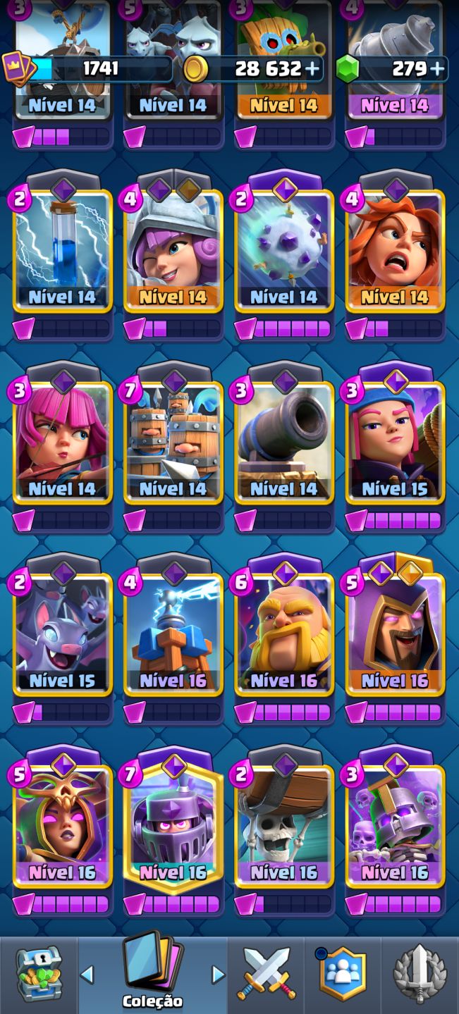 CR 11.5K TROFÉUS + 8 LVL 16 + 15 EVOLUÇÕES + ARENA 27