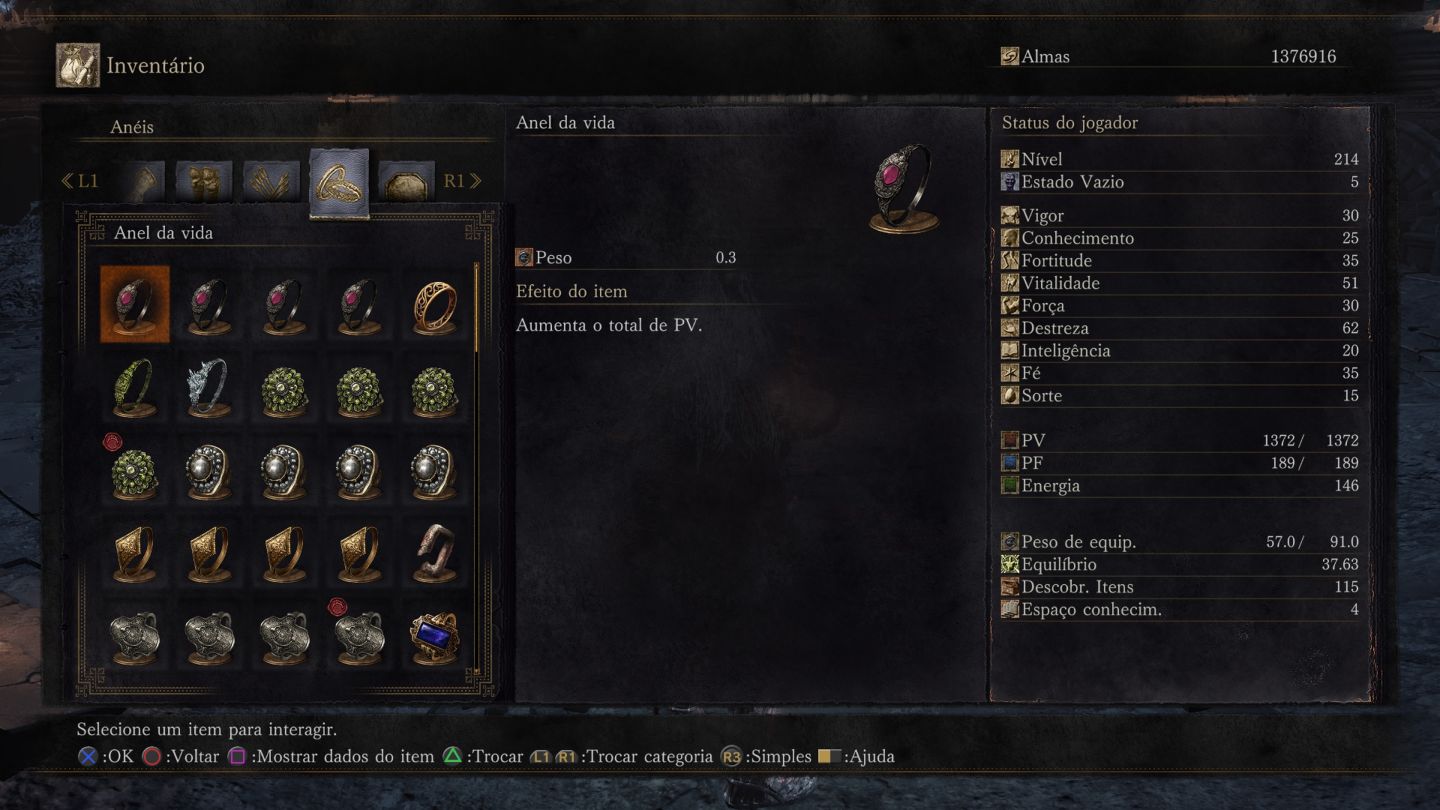 DARK SOULS 3 - ALMAS/ EQUIPAMENTOS/ ARMAS/ ANEIS E DEMAIS ITENS - Para PS4/PS5