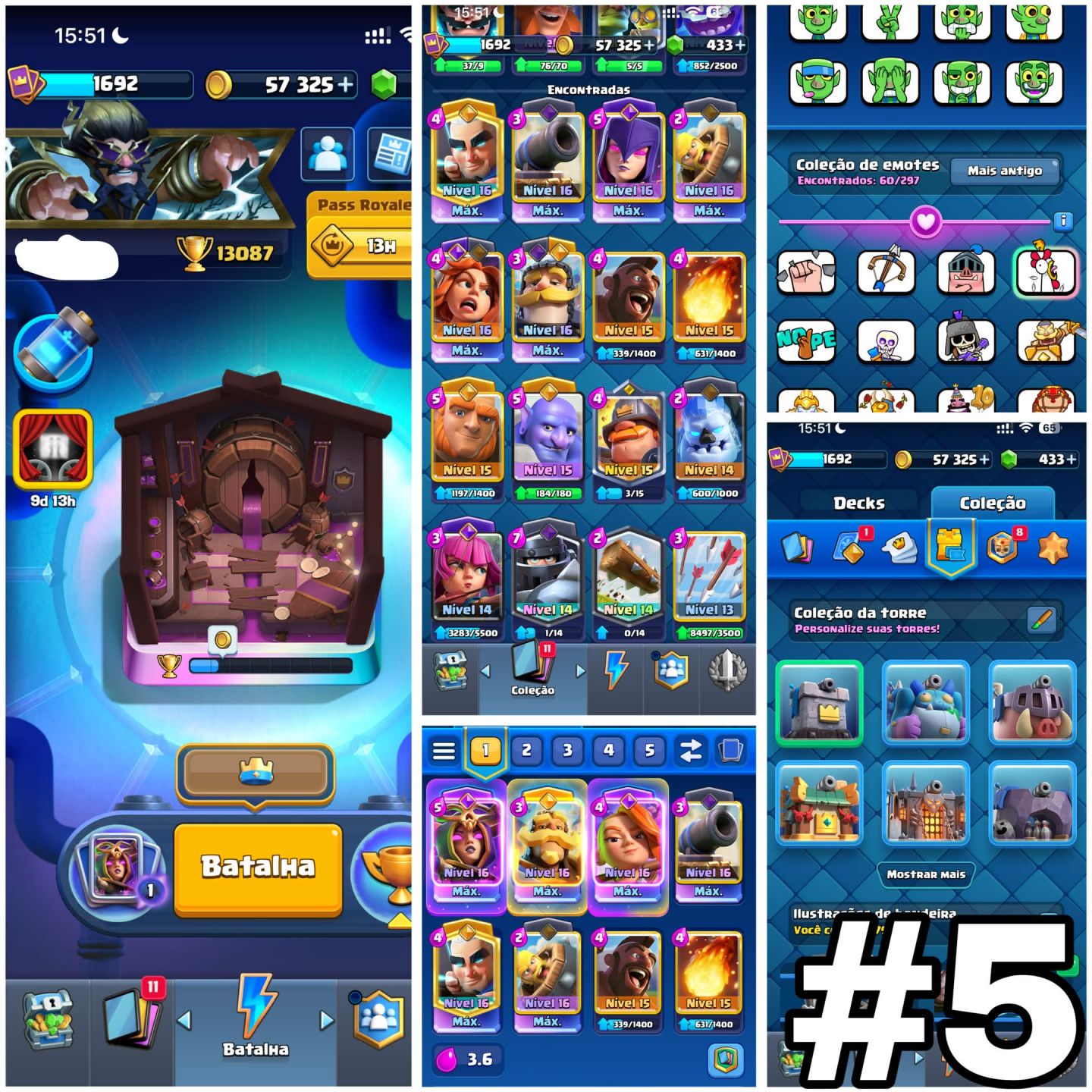 95% DE DESCONTO, CONTA CLASH ROYALE, TODAS AS ARENAS, 10,11,12,13,14,15,16,ETC.