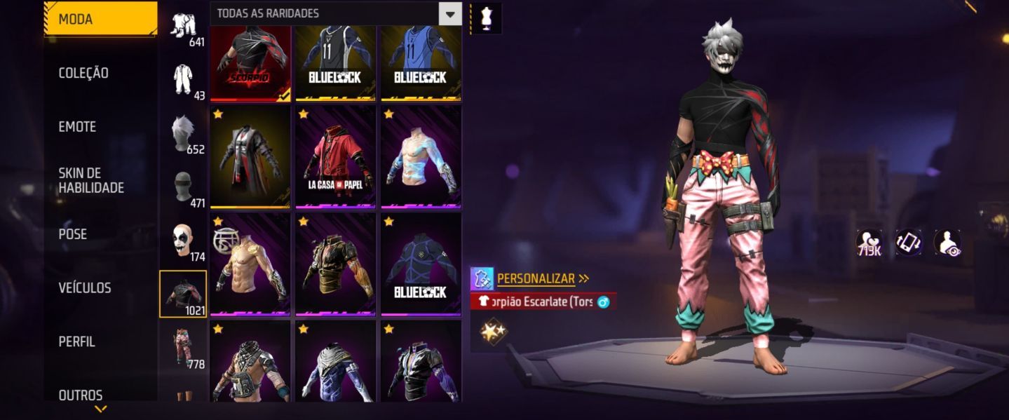CONTA FREE FIRE (FF) FULLZONA 15 EVOS, 12 PUNHOS, UMP E XM8 ATT (NÃO É A ROXA)
