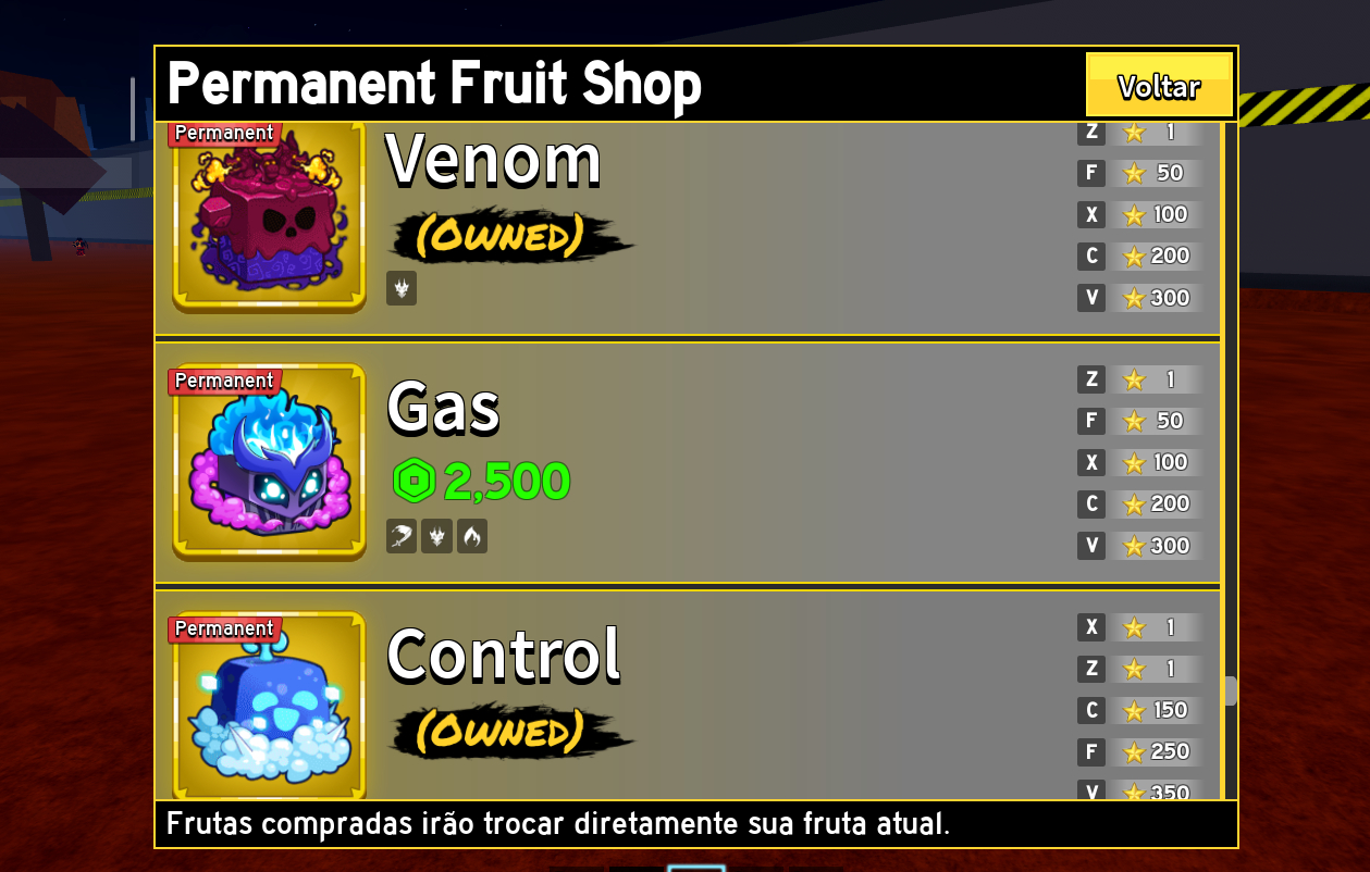 Conta 19 frutas permanentes kitsune,dragon Yoru v3, promoçao pra sair rapido.