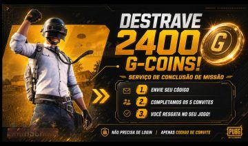 PUBG PC - 2400 G-COINS - MISSAO DE CONVITE (VIA CODIGO DE CONVITE)
