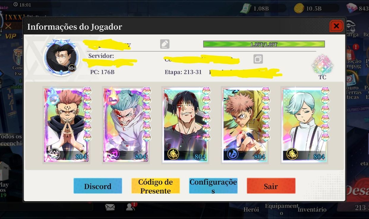 Conta top 6 Rei do jujutsu 176B