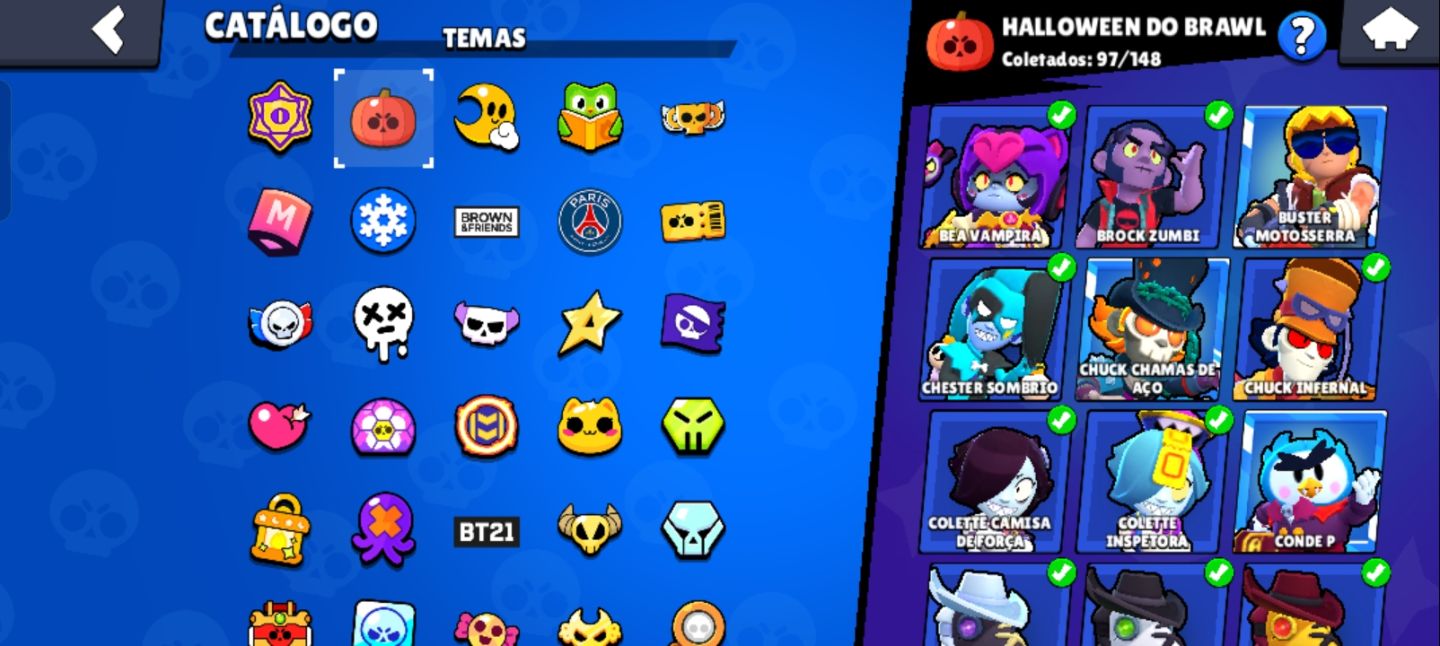 Brawl Stars 107/107 personagem e várias skins