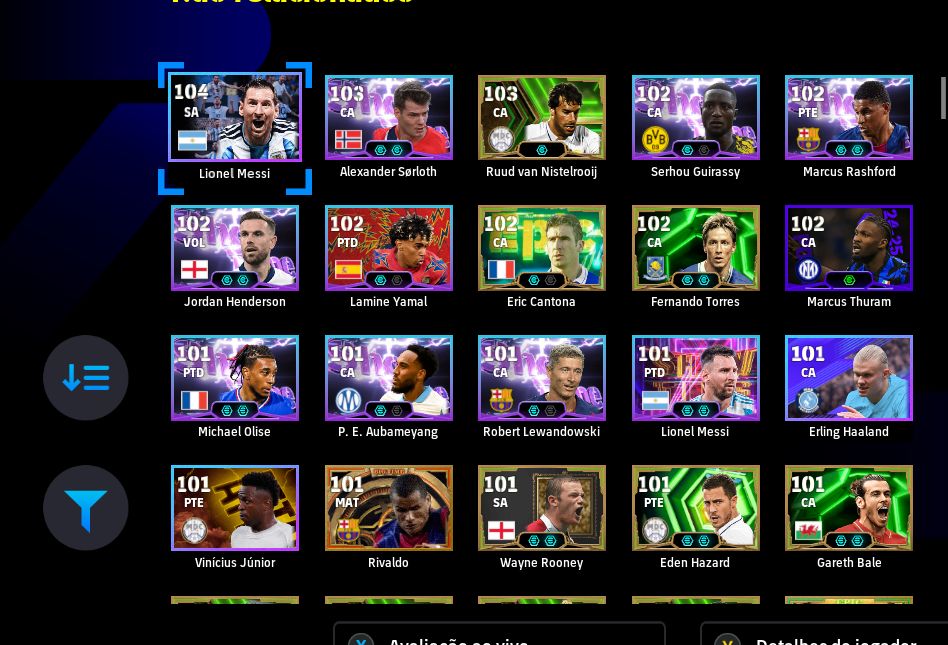 CONTA STEAM eFOOTBALL FORÇA 3244 | GARETH BALE 107, PATRICK VIEIRA 106, MESSI