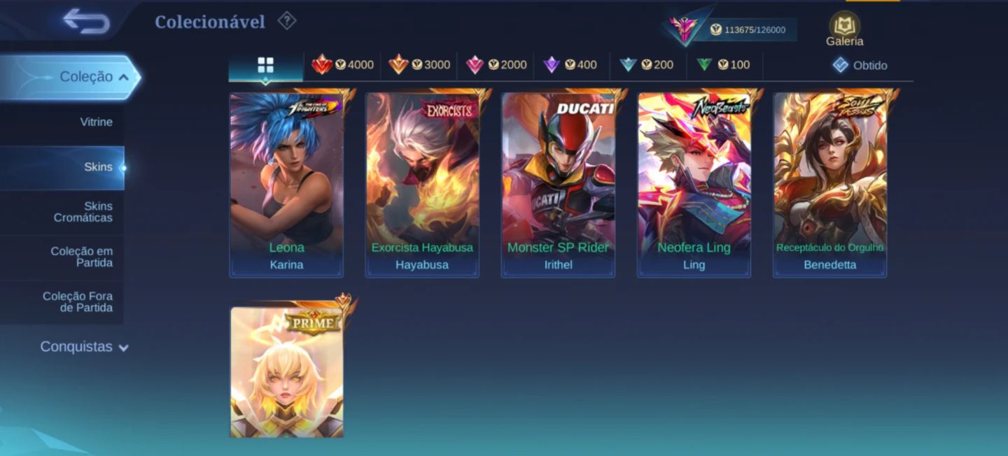 Conta Antiga Lvl 129, Full Herois, Full Emblemas, Muitas Skins e Colecionaveis!!