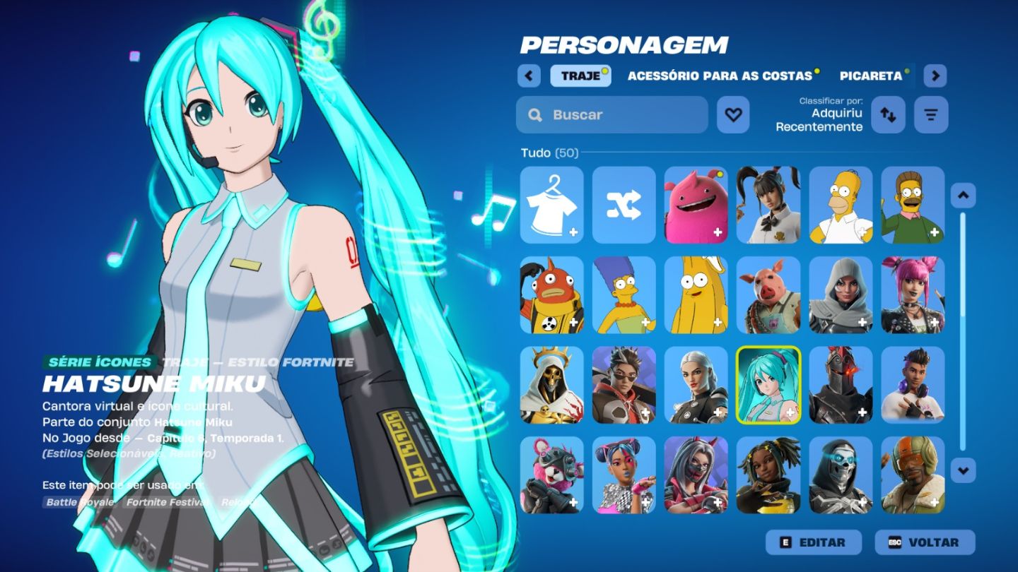 CONTA DE FORTNITE COM 48 SKINS | Hatsune Miku | PROMOÇÃO!