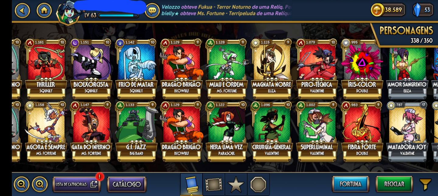CONTA DE SKULLGIRLS À VENDA!