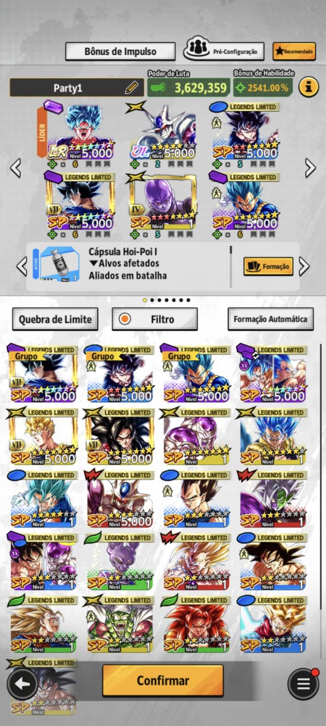 DRAGON BALL LEGENDS! NOVO COOLER UL+LR GOKU SSBK 14+LFS MUITO ESTRELADOS+ZENKAIS