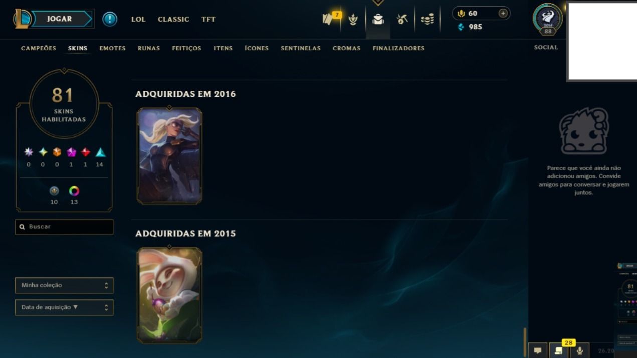 Conta 2014 com 80 champs e 41 skins