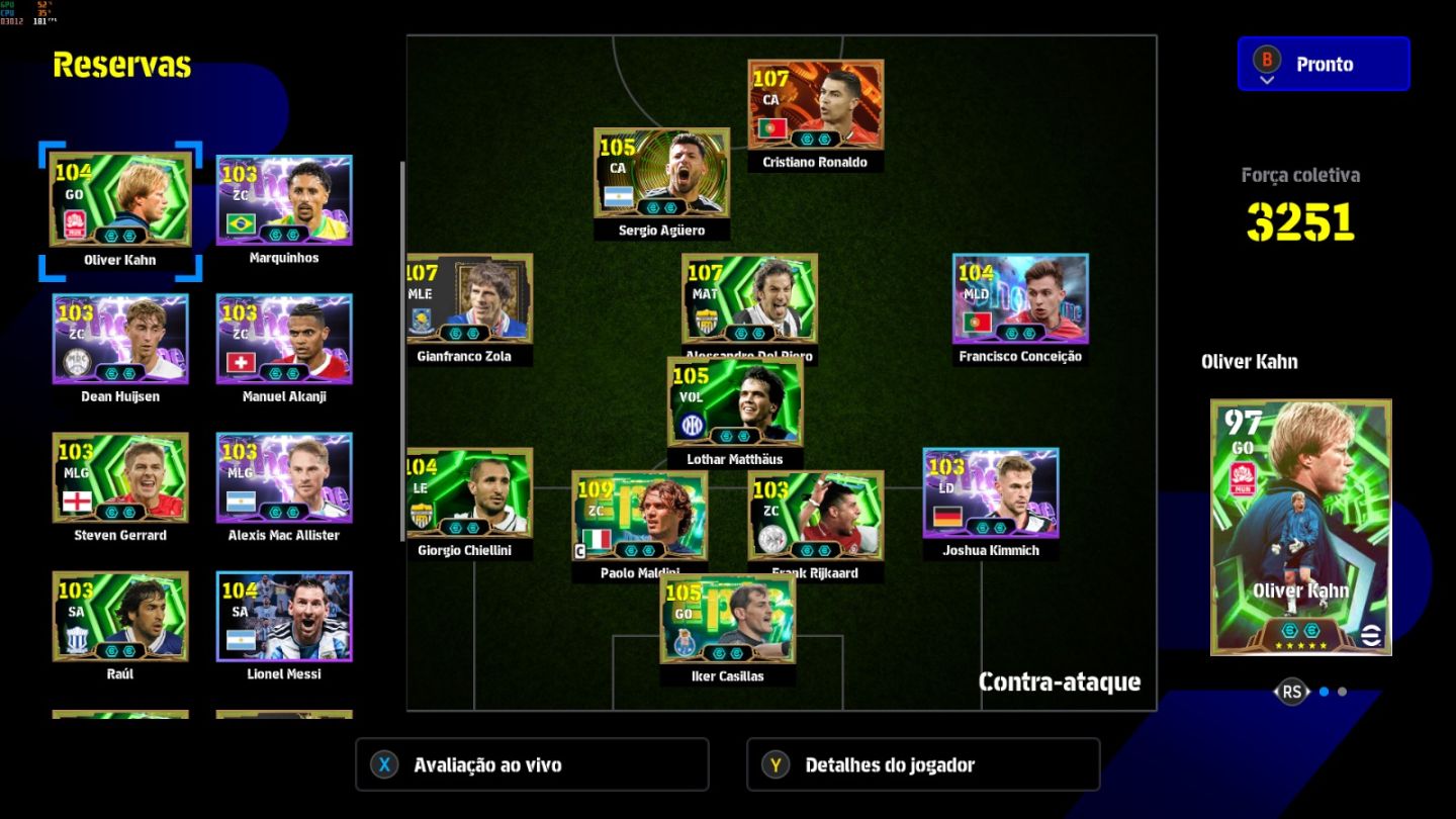 Conta PC Steam Del Piero Blitz 107, Zola Blitz 107, Maldini 109, CR7 107 e CIA