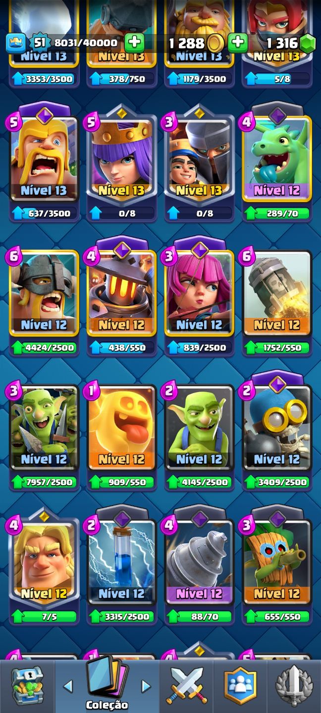 Conta de Clash Royale Upada, com 10K de troféus e com muitas evoluções