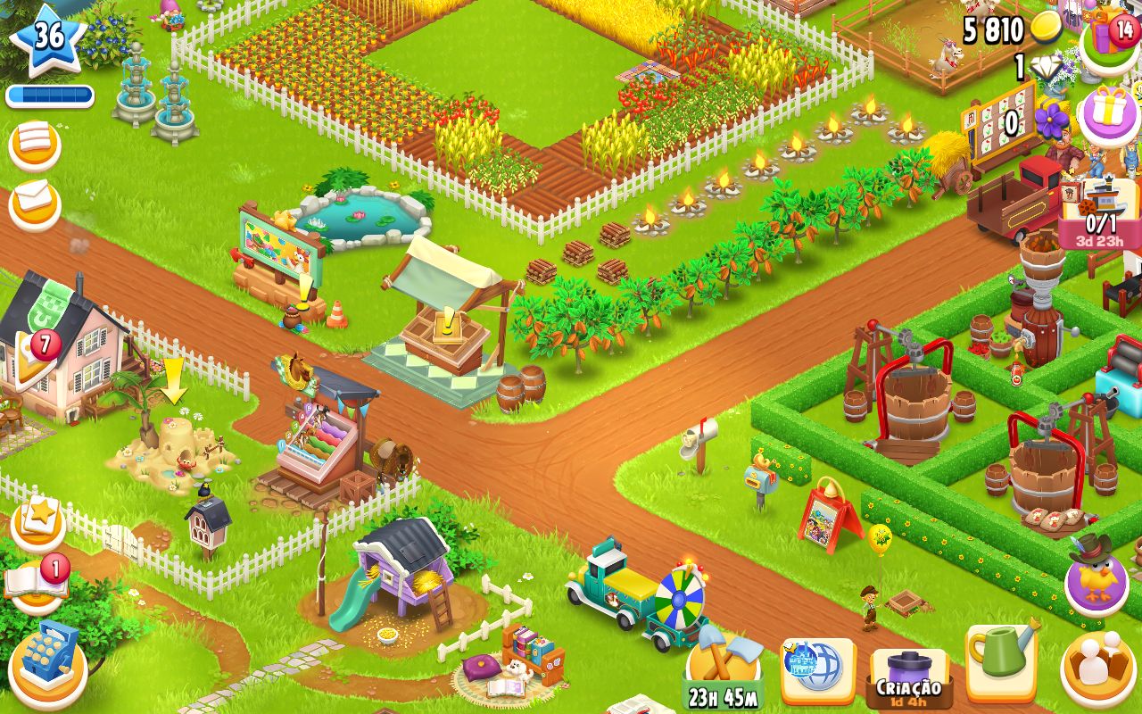Hay Day - 2 Contas com Progresso | Nível 36 e 23