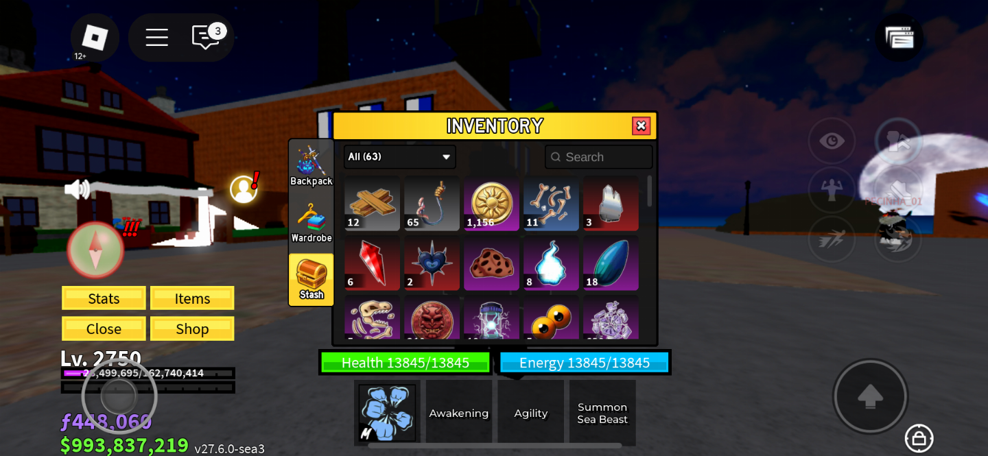 CONTA BLOX FRUIT LVL MAX - SANGUIN ART+CDK+TTK+SG