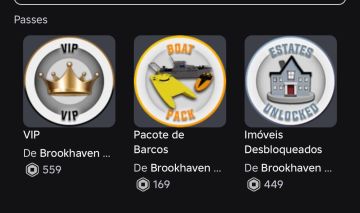 Conta com passes brookhaven, e skin