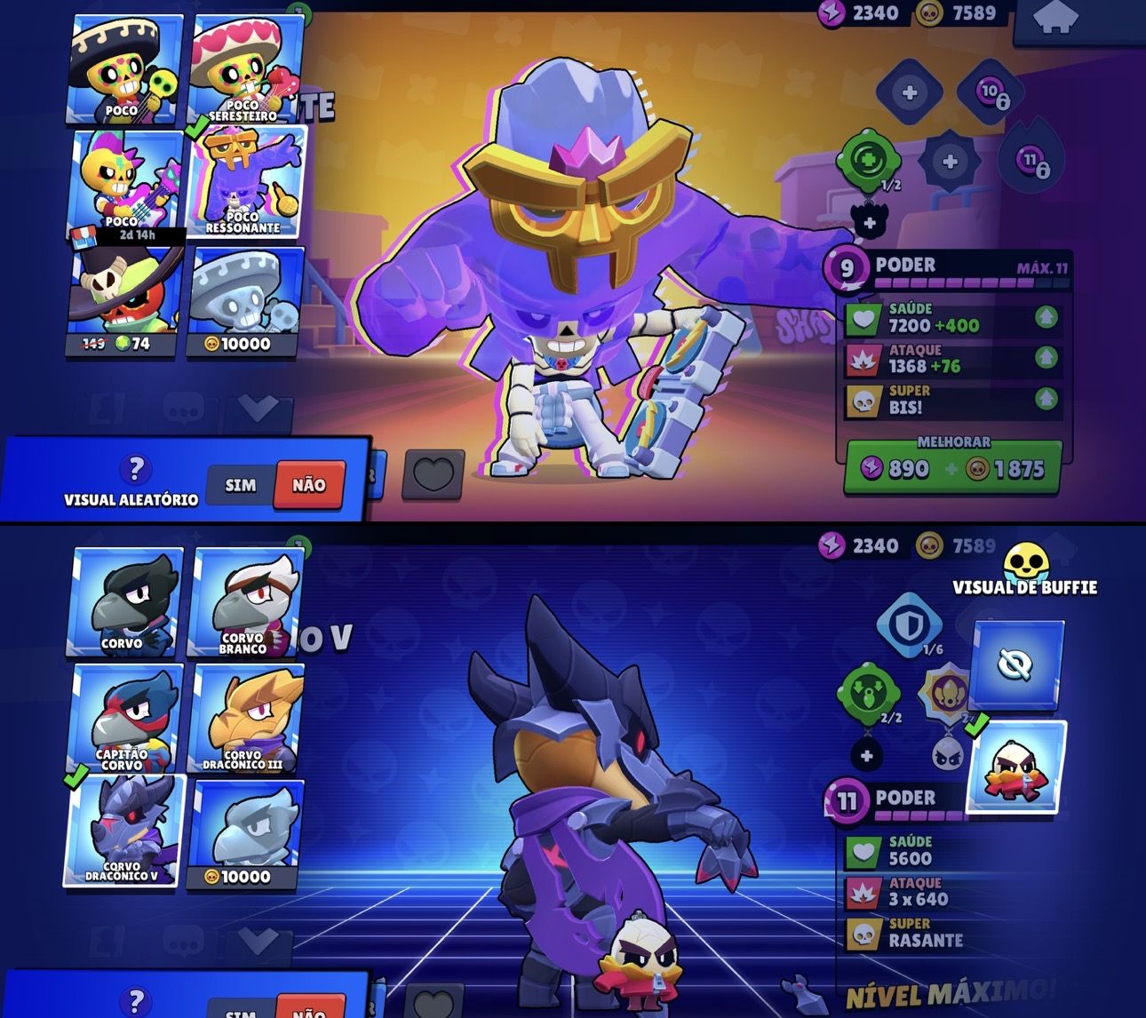CONTA DE BRAW STARS 26k COM PRESTÍGIOS E SKINS RARAS + CLASH ROYAL 5,5k DE TROFÉ