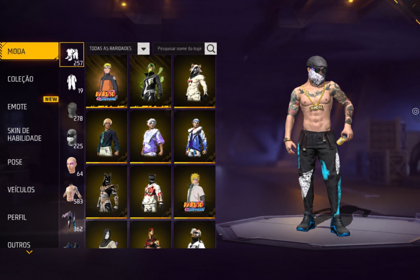 CONTA DE FREE FIRE GEMADA COM 4 PASEE