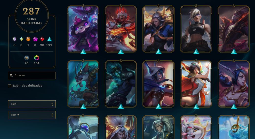 FULL ACESSO - 287 SKINS - MESTRE - 69,4K ESSENCIA AZUL - LEVEL 853
