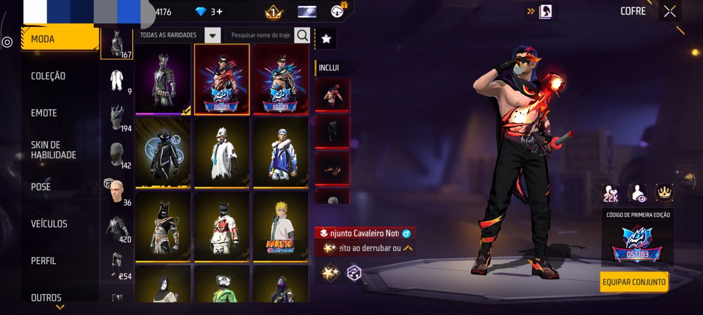CONTA FF PARA SAIR RAPIDO | NARUTO | VIGILANTE E OUTRAS SKINS RARAS