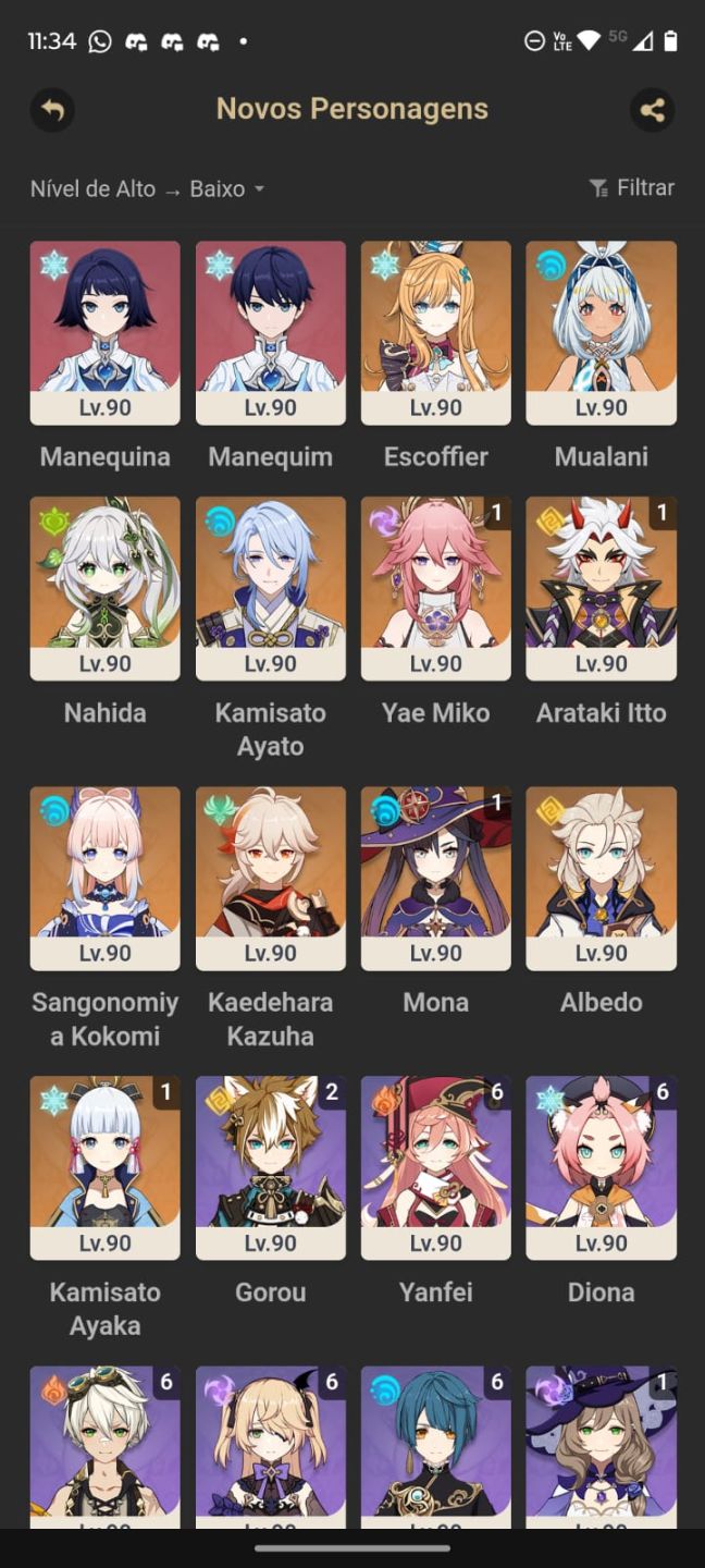 GENSHIN | CONTA COM 55+ 5 ESTRELAS