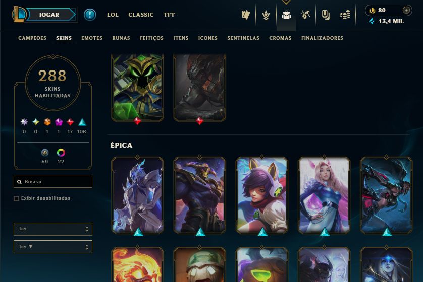 [CONTA LOL VETERANA 2014] TODOS OS CAMPEÕES | 288+ SKINS |